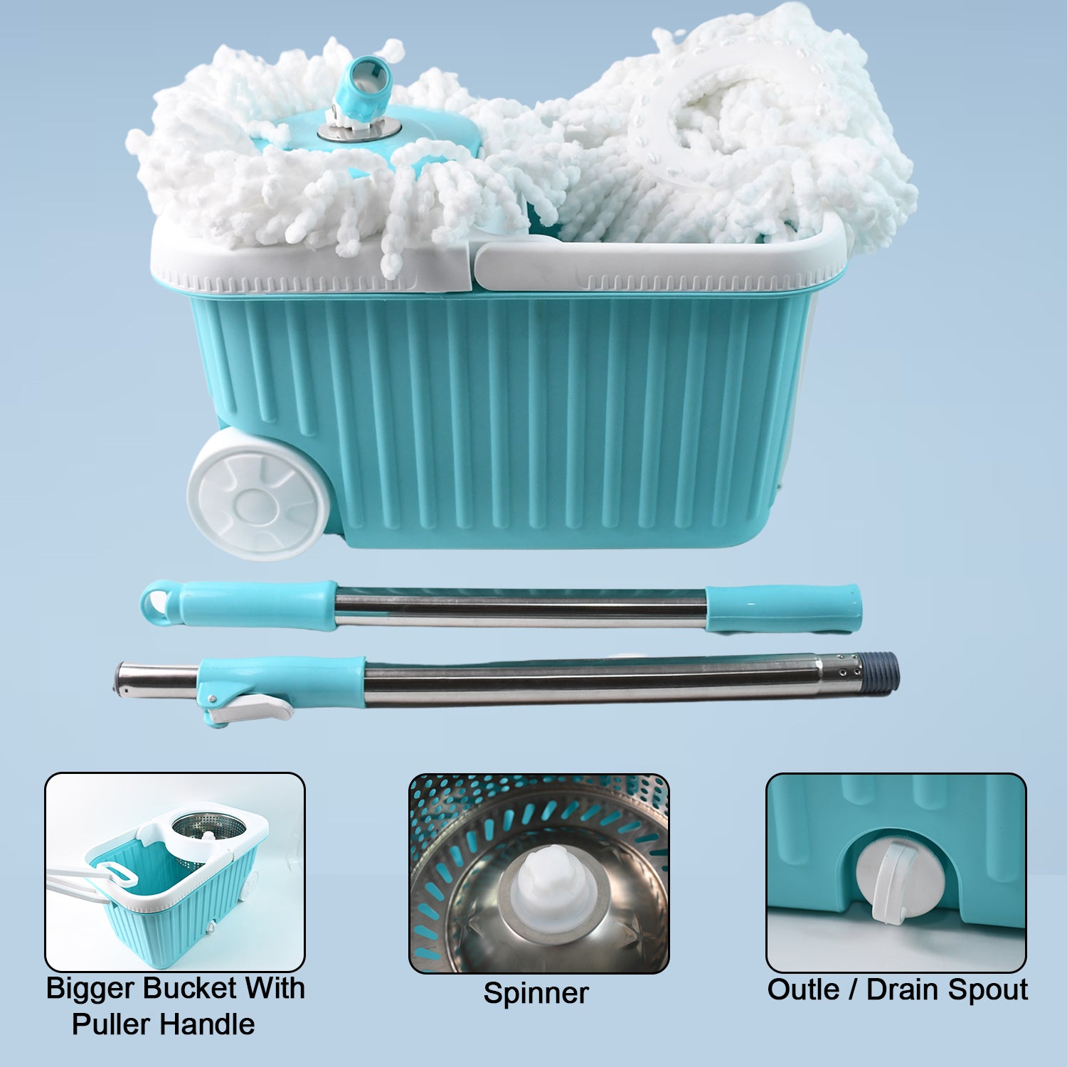 Apex Magic 360 Spin Mop Cleaning System With Stainless Steel Spinner