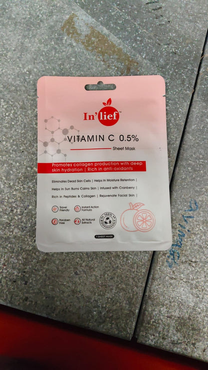 Inlief Vitamin C 0.5 Hydrating  Brightening Facial Sheet Mask (1 Pc)