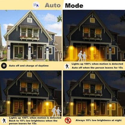 Solar motion sensor wall light Wireless Dusk To Dawn Porch Lights Fixture Solar Wall Lantern With 3 Modes  Motion Sensor Waterproof Exterior Lighting With Clear Panel (1 Pc )