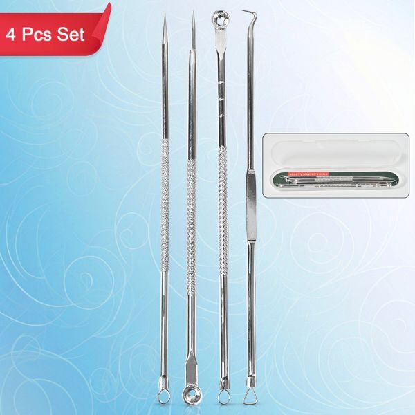 Blackhead Remover 4-in-1 Stainless Steel Pimple Extractor Tool (1 Pc)