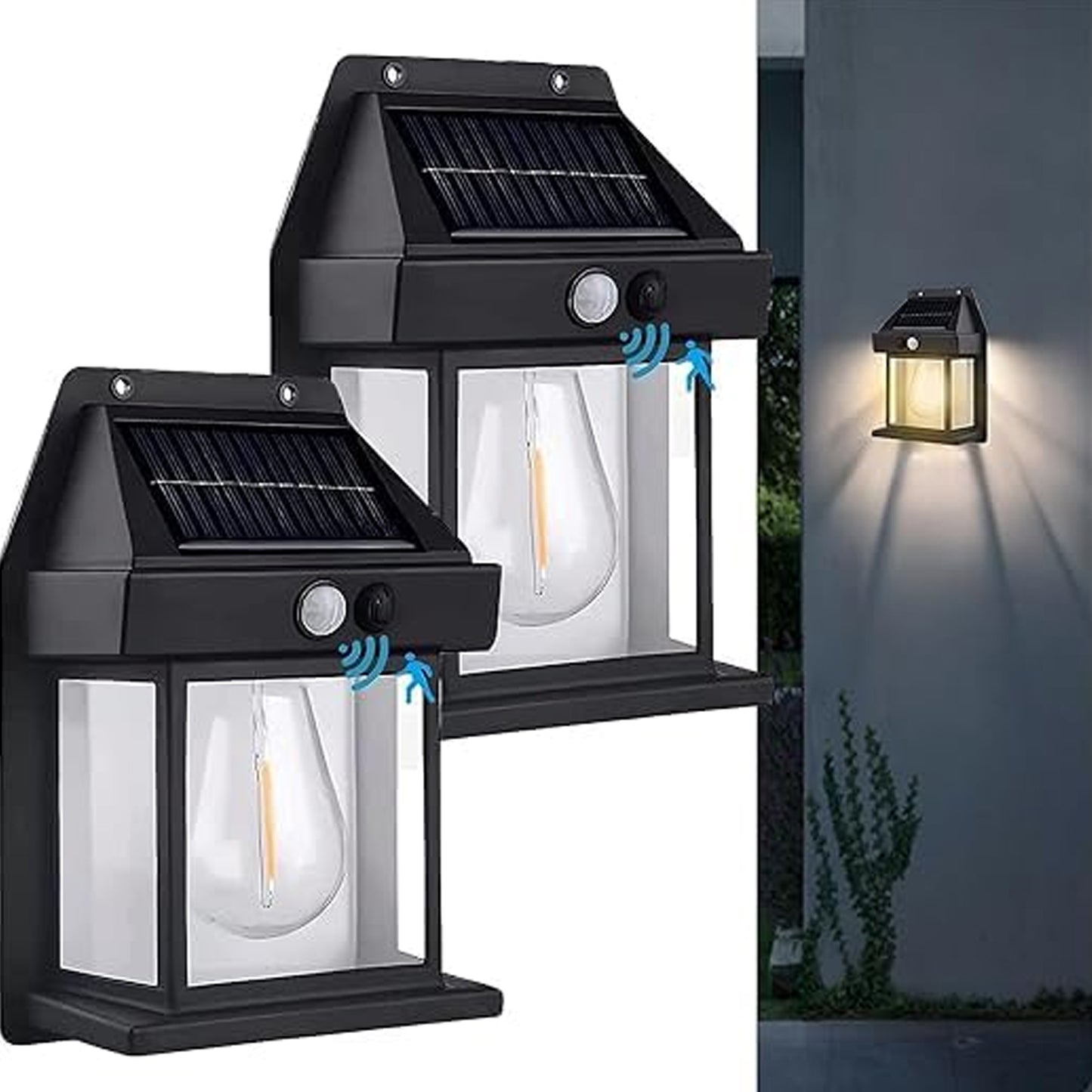 Solar motion sensor wall light 3 modes waterproof outdoor