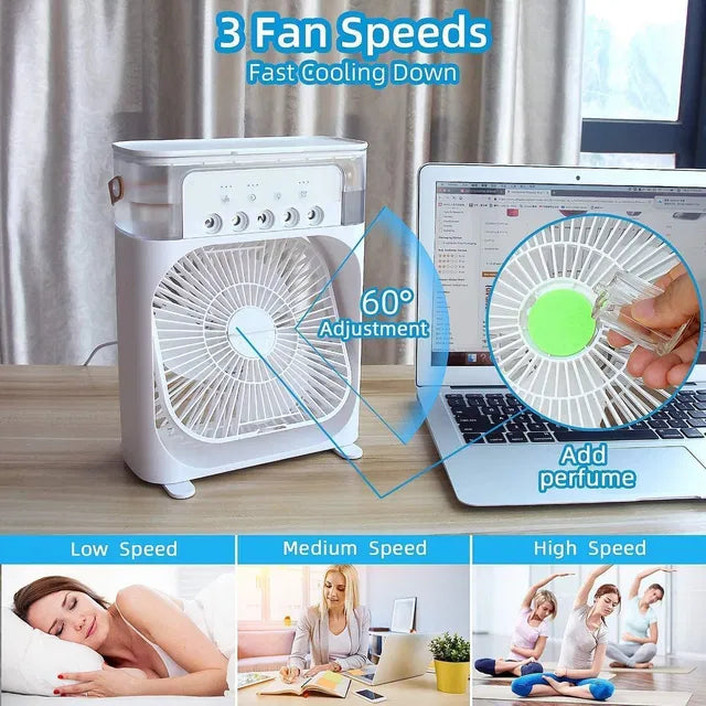 Portable Mini Cooler Fan with LED – 7-Color USB Desktop Air Cooler