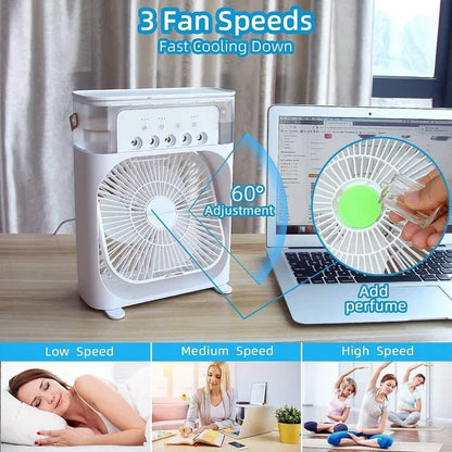 Portable Mini Cooler Fan with LED – 7-Color USB Desktop Air Cooler