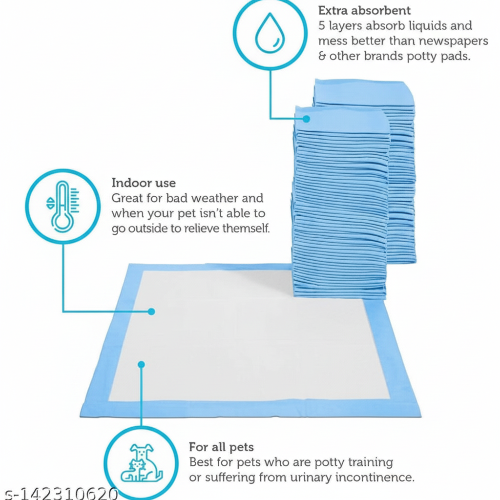 Waterproof Dog Pee Training Pads 60x90cm Pack of 5 – Absorbent Training Pads – SkultLife