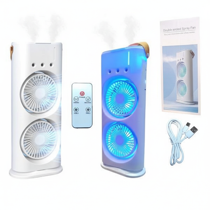 Double Ended Portable Mist Spray Fan USB Rechargeable – Portable Mist Cooling Fan – SkultLife