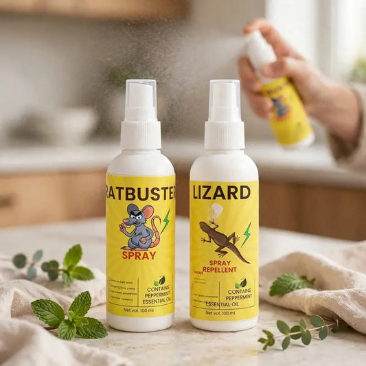 Total Home Defense Kit – RatBuster and Lizard Repellent Spray Combo 100ml each, herbal pest control for home and car
