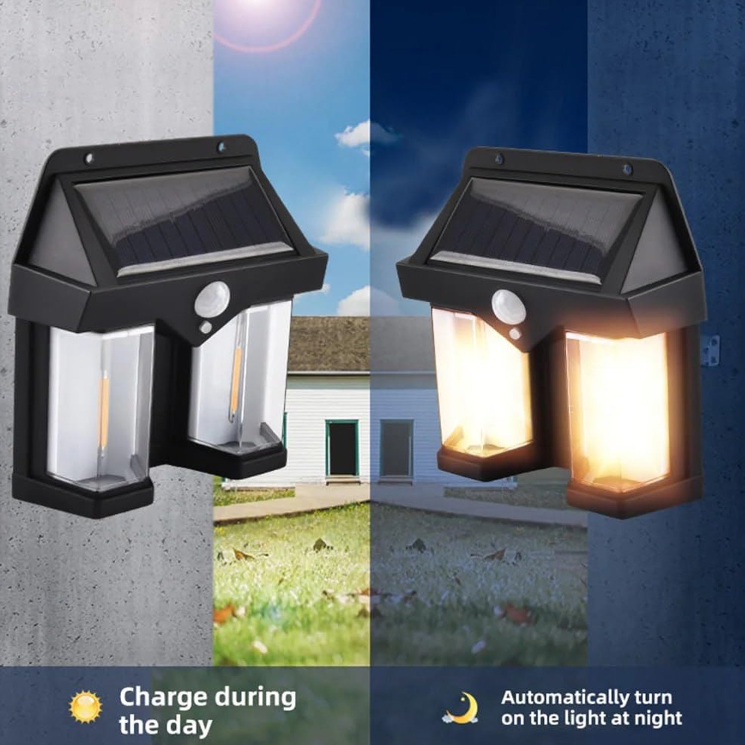 Solar wall light motion sensor waterproof outdoor